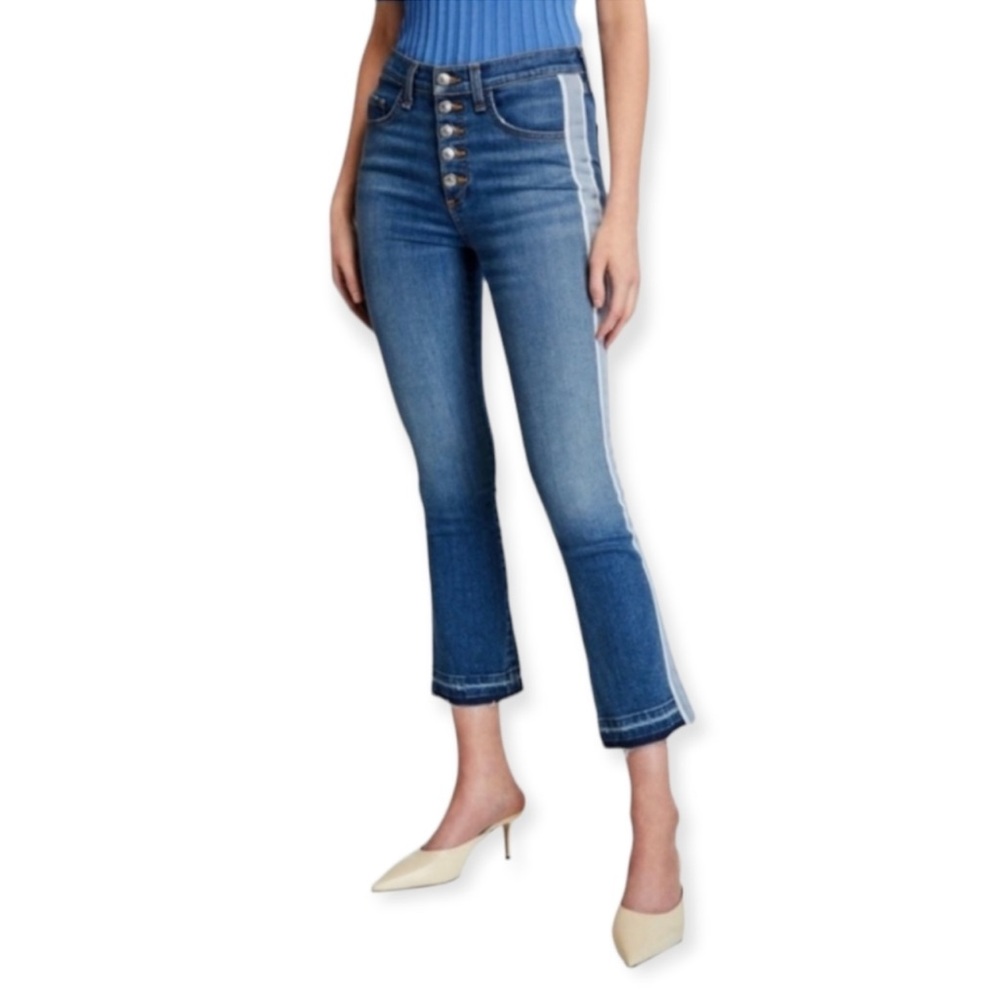 Veronica Beard Carolyn Tuxedo Stripe Baby Boot Cut High Rise Jeans